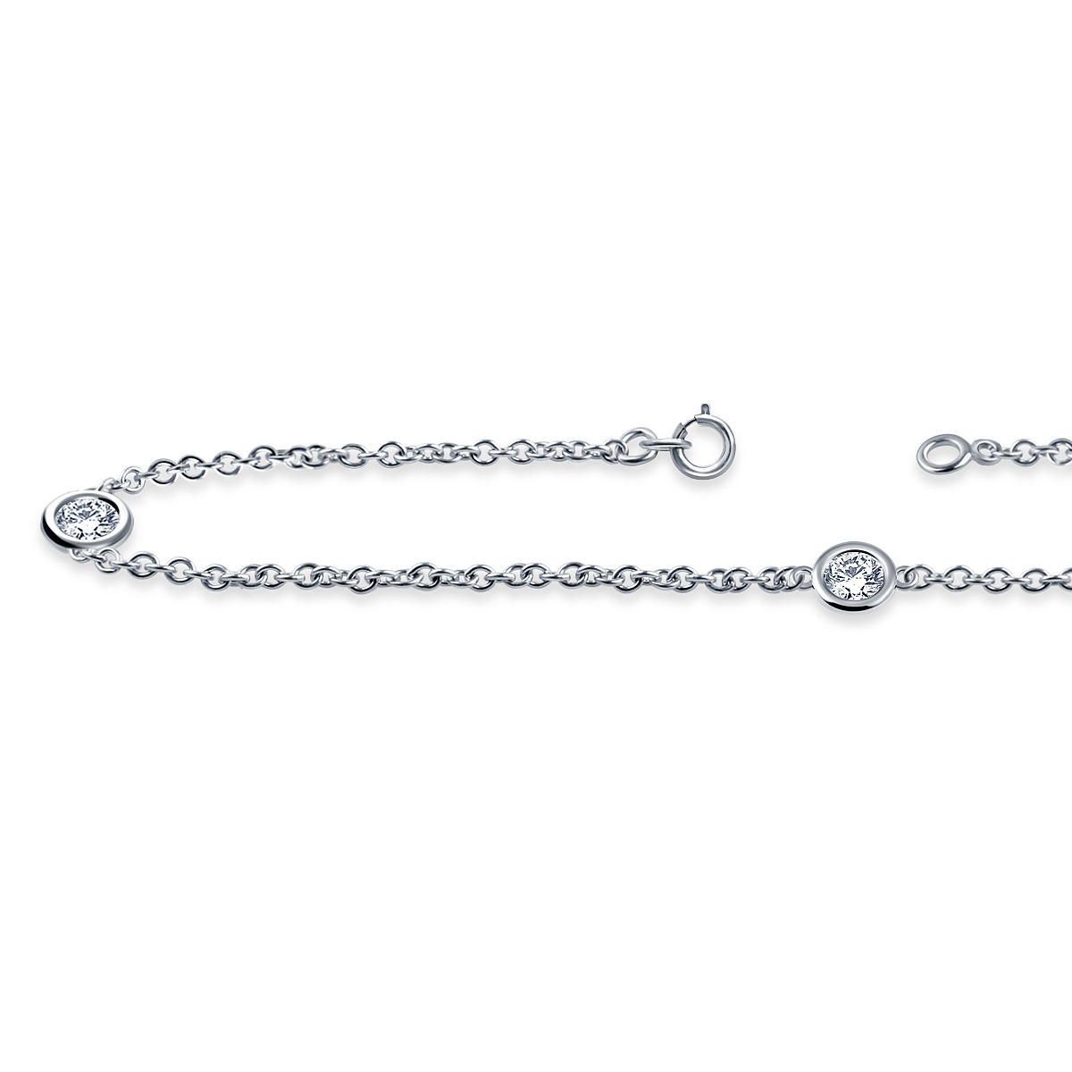 Diamond Station Bracelet with Three Diamonds in Sterling Silver (1/2 cttw.) view 2