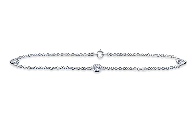 Diamond Station Bracelet with Three Diamonds in Sterling Silver (1/2 cttw.)