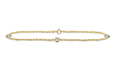 Diamond Station Bracelet with Three Diamonds in 14K Yellow Gold (1/2 cttw.)