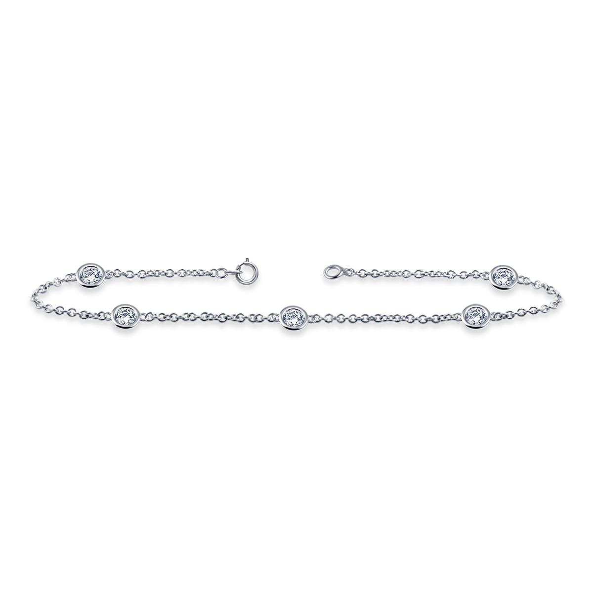 Diamond Station Bracelet with Five Diamonds in Sterling Silver (3/4 cttw.) view 3