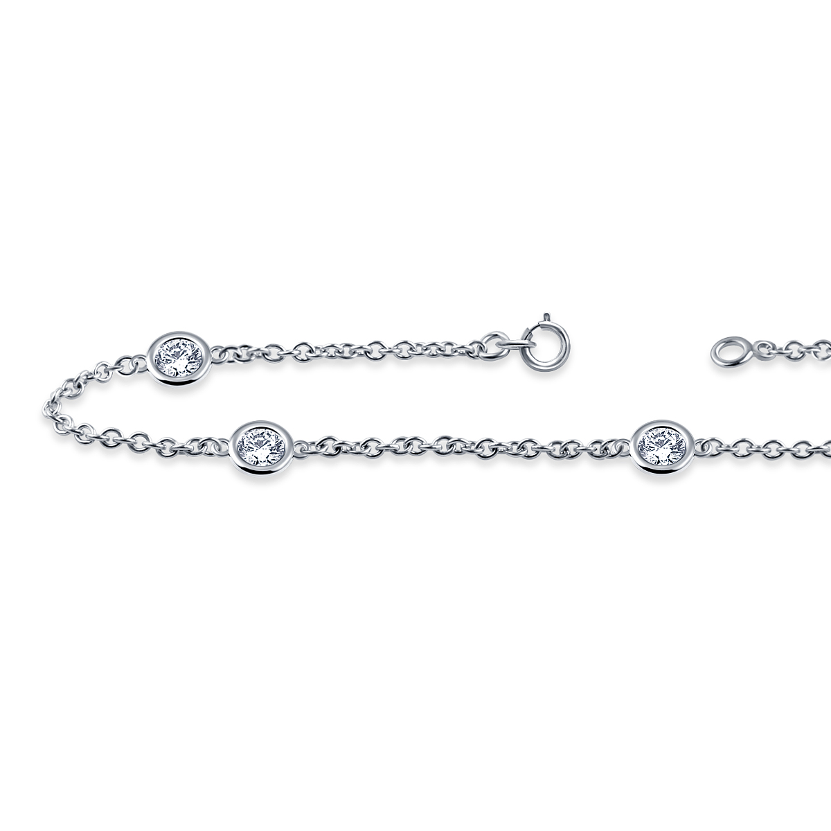 Diamond Station Bracelet with Five Diamonds in Sterling Silver (3/4 cttw.) view 2