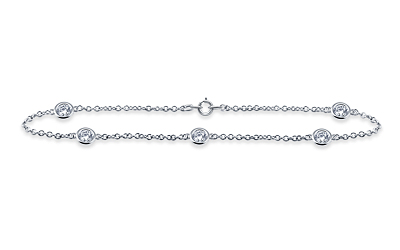 Diamond Station Bracelet with Five Diamonds in 14K White Gold (3/4 cttw.)