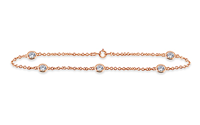 Diamond Station Bracelet with Five Diamonds in 14K Rose Gold (3/4 cttw.)