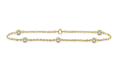 Diamond Station Bracelet with Five Diamonds in 14K Yellow Gold (3/4 cttw.)