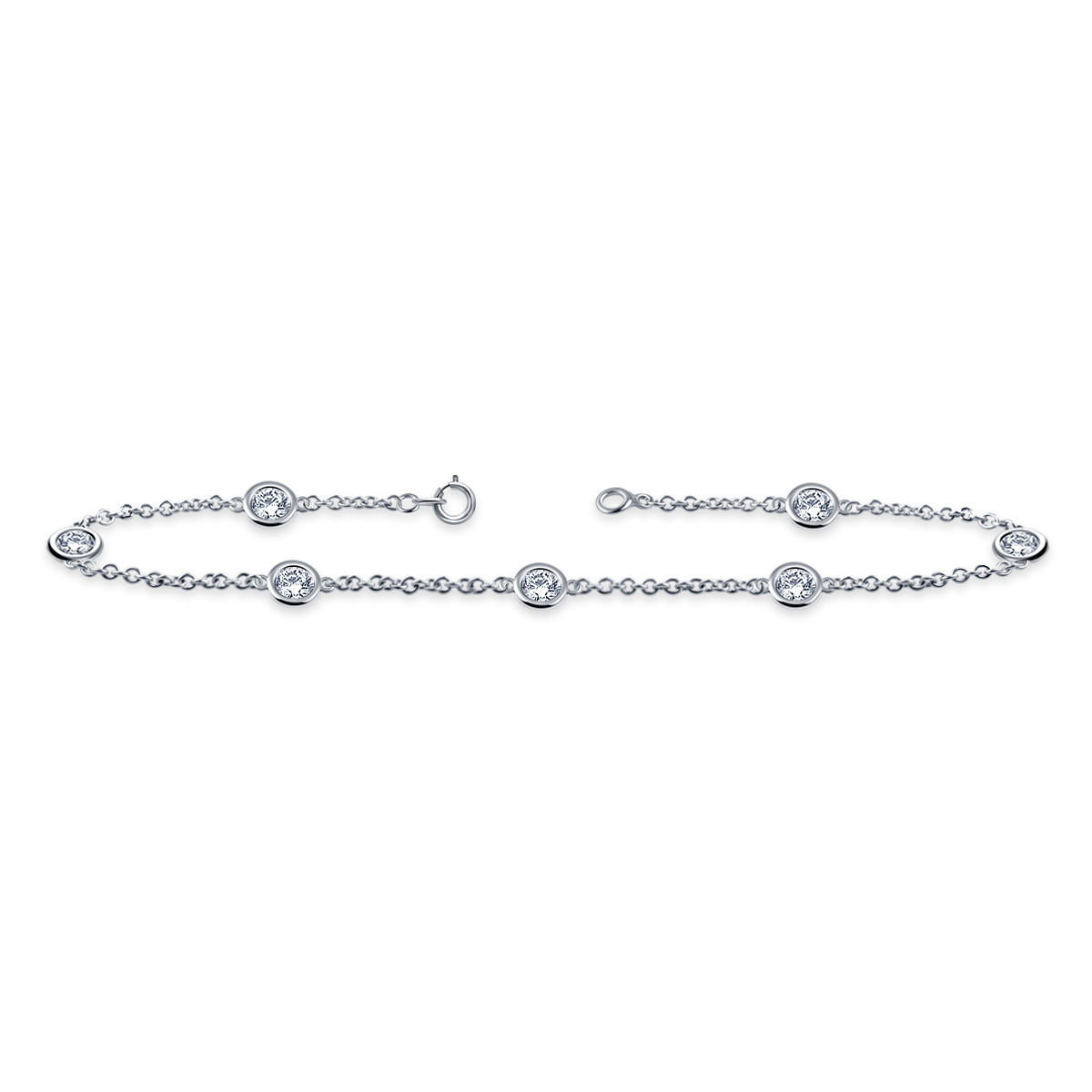 Diamond Station Bracelet with Seven Diamonds in Sterling Silver (1.00 cttw.) view 3