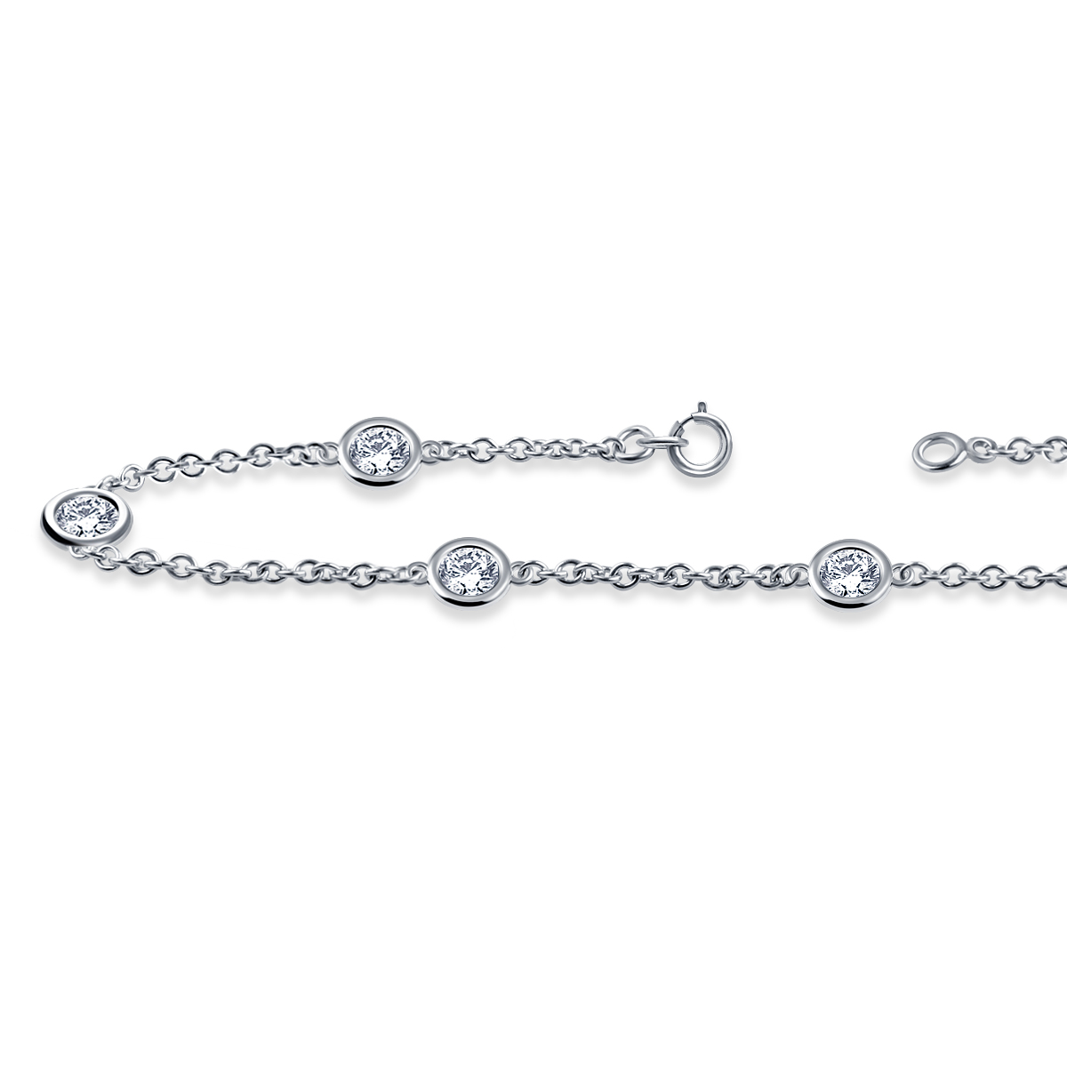 Diamond Station Bracelet with Seven Diamonds in Sterling Silver (1.00 cttw.) view 2
