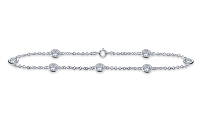 Diamond Station Bracelet with Seven Diamonds in Sterling Silver (1.00 cttw.)