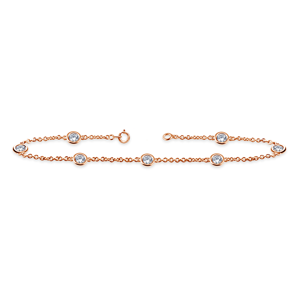 Diamond Station Bracelet with Seven Diamonds in 14K Rose Gold (1.00 cttw.) view 3