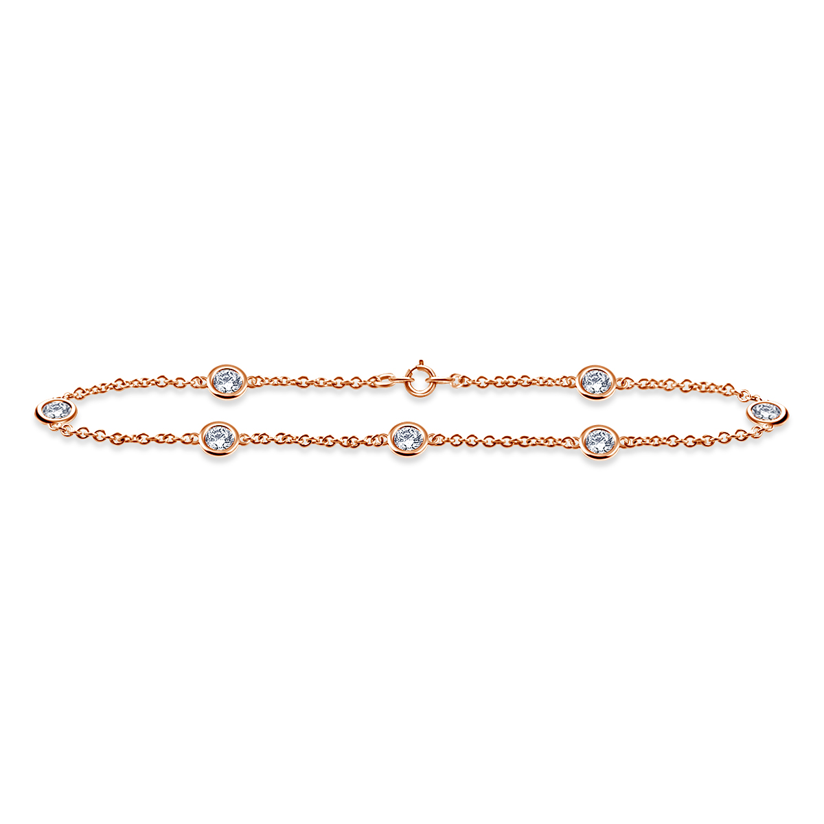 Diamond Station Bracelet with Seven Diamonds in 14K Rose Gold (1.00 cttw.)