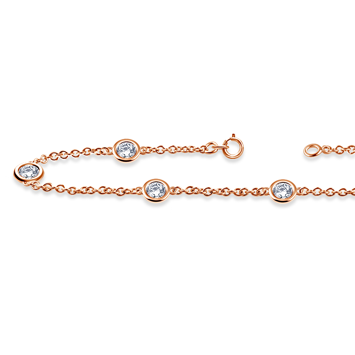 Diamond Station Bracelet with Seven Diamonds in 14K Rose Gold (1.00 cttw.) view 2
