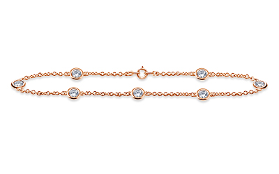 Diamond Station Bracelet with Seven Diamonds in 14K Rose Gold (1.00 cttw.)