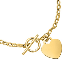 14K Yellow Gold Link Bracelet With Dangling Heart
