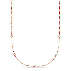 Diamond Station Necklace in 14K Rose Gold (1/8 cttw.)