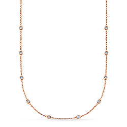 Bezel Set Diamond Station Necklace in 18K Rose Gold (1/2 cttw.)