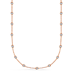 Bezel Set Diamond Station Necklace in 18K Rose Gold (1 1/2 cttw.)