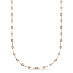Bezel Set Diamond Station Necklace in 18K Rose Gold (4.00 cttw.)