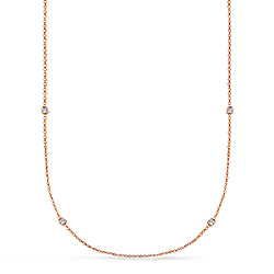 Bezel Set Diamond Long Station Necklace in 14K Rose Gold (1/4 cttw.)