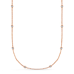 Bezel Set Diamond Long Station Necklace in 18K Rose Gold (1.00 cttw.)