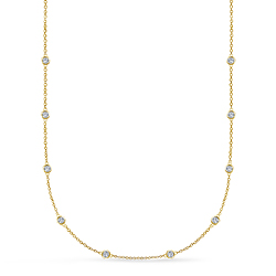 Bezel Set Diamond Station Necklace in 14K Yellow Gold (1/2 cttw.)