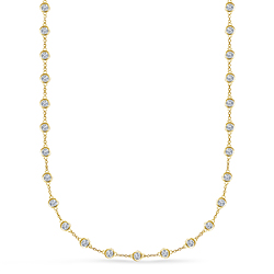 Bezel Set Diamond Station Necklace in 18K Yellow Gold (4.00 cttw.)