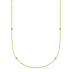 Bezel Set Diamond Long Station Necklace in 14K Yellow Gold (1/4 cttw.)