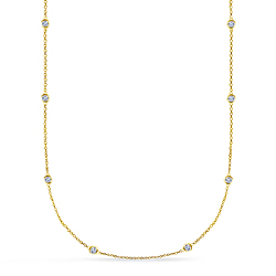 Bezel Set Diamond Long Station Necklace in 14K Yellow Gold (1.00 cttw.)