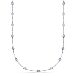 Bezel Set Diamond Station Necklace in 14K White Gold (1 1/2 cttw.)