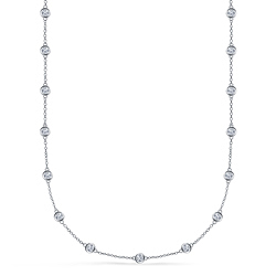 Bezel Set Diamond Station Necklace in 14K White Gold (1 1/2 cttw.)