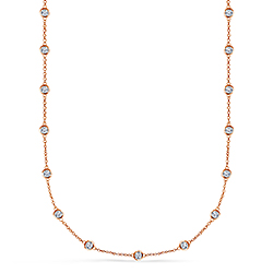 Bezel Set Diamond Station Necklace in 14K Rose Gold (1 1/2 cttw.)
