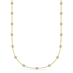 Bezel Set Diamond Station Necklace in 14K Yellow Gold (1 1/2 cttw.)