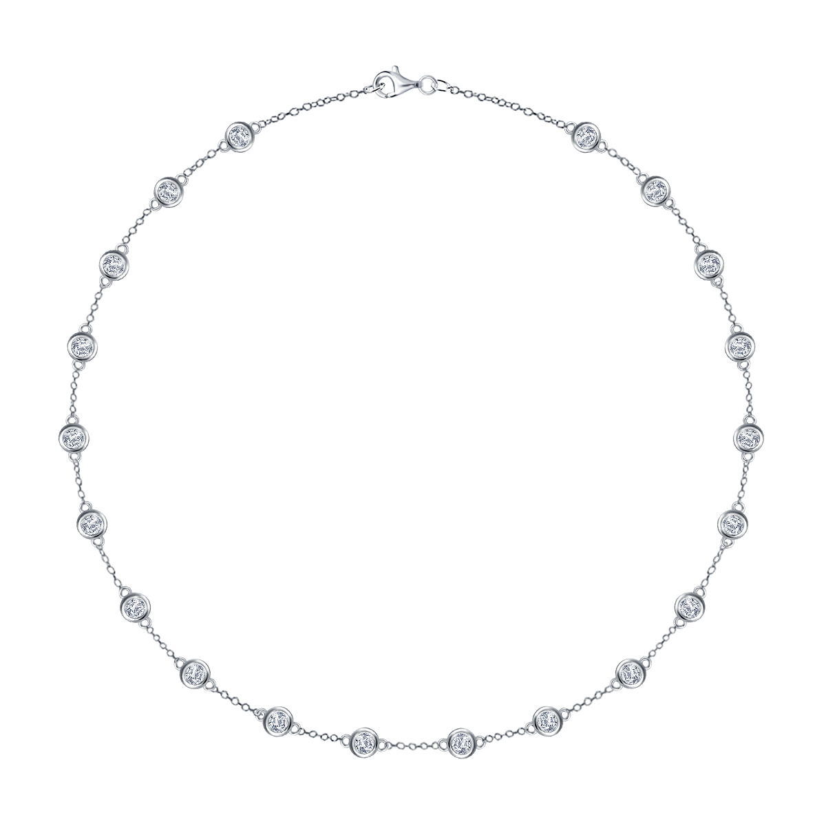 Diamond Station Necklace in 14K White Gold (3.00 cttw.) view 2