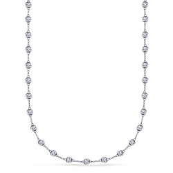 Bezel Set Diamond Station Necklace in 14K White Gold (4.00 cttw.)