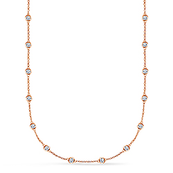 Bezel Set Diamond Long Station Necklace in 14K Rose Gold (3.00 cttw.)