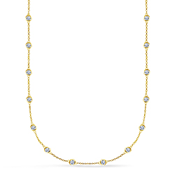 Bezel Set Diamond Long Station Necklace in 14K Yellow Gold (3.00 cttw.)
