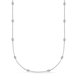 Bezel Set Diamond Long Station Necklace in 14K White Gold (1 1/4 cttw.)