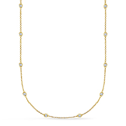 Bezel Set Diamond Long Station Necklace in 14K Yellow Gold (1 1/4 cttw.)
