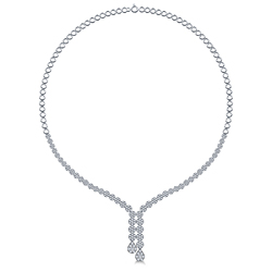 Diamond Cluster Y Necklace with Pressure Setting in 14K White Gold (4 1/2 cttw.)
