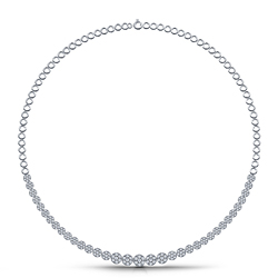 Graduated Diamond Cluster Necklace with Pressure Setting in 14K White Gold (4.00 cttw.)