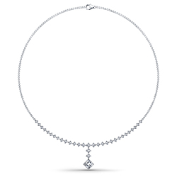 Fancy Asscher Cut Diamond Drop Cinora Collection Pendant Necklace in 14K White Gold(4 1/4 cttw.)