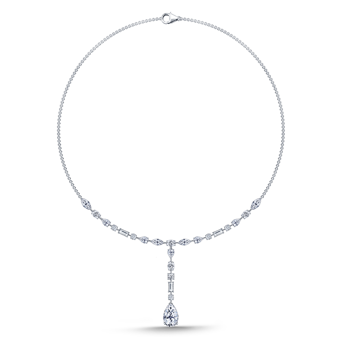 Fancy Pear Shape Diamond Drop Cinora Collection Pendant Y Necklace