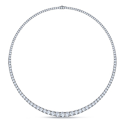 Diamond Eternity Line Necklace with Graduated Diamonds in 14K White Gold(7.00 cttw.)