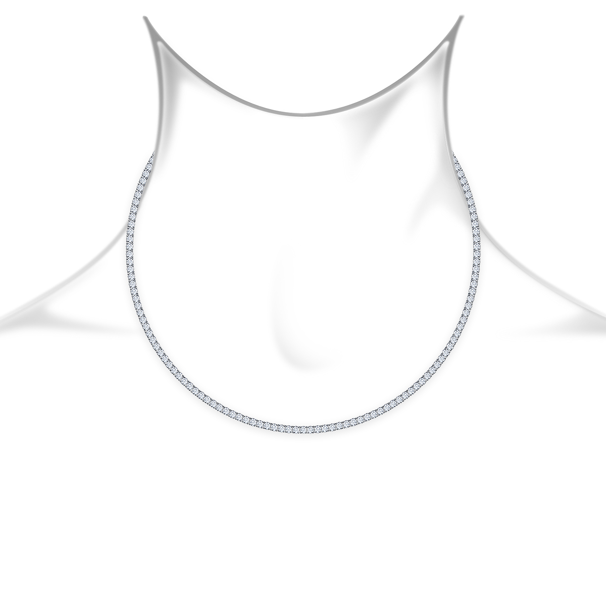 Classic Diamond Eternity Tennis Necklace in 14K White Gold(5.00 cttw.) view 3