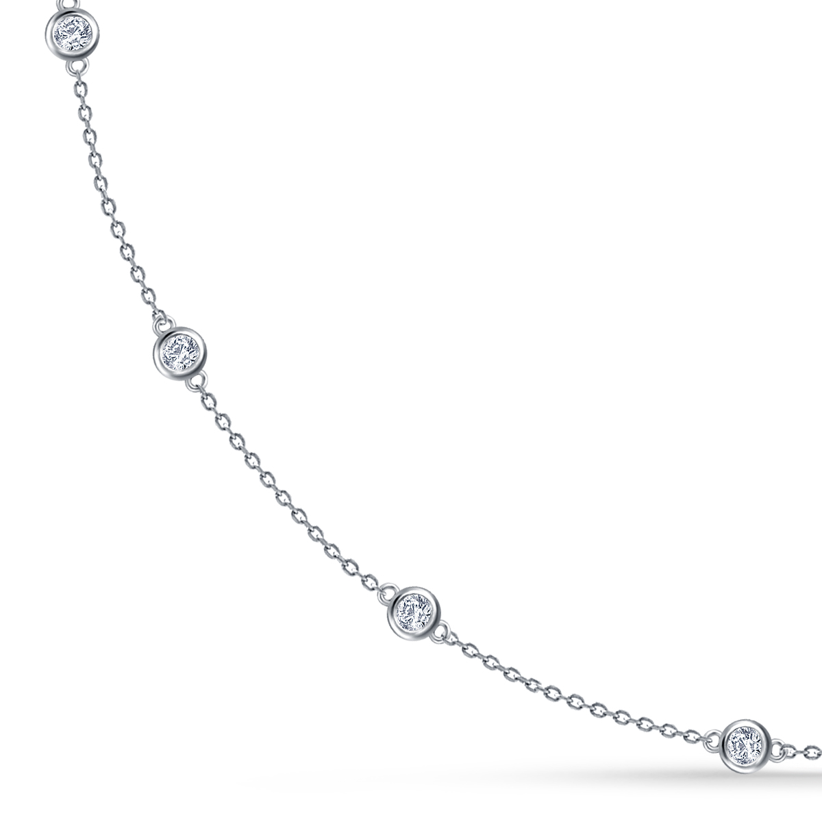 Diamond Station Necklace in 14K White Gold (1/8 cttw.) view 3