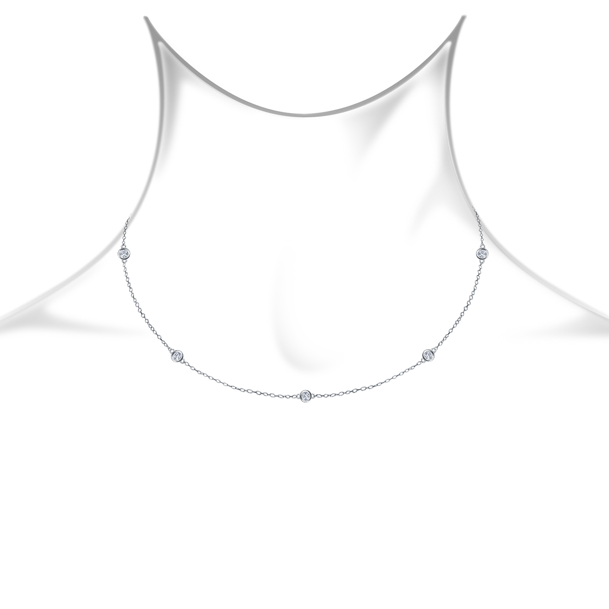 Diamond Station Necklace in 14K White Gold (1/8 cttw.) view 4