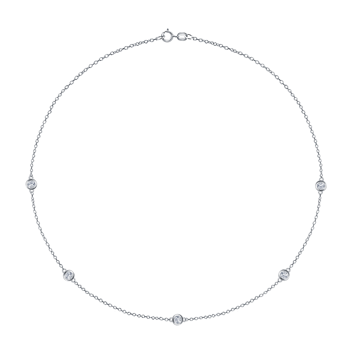 Diamond Station Necklace in 14K White Gold (1/8 cttw.) view 2