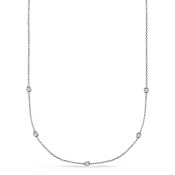 Diamond Station Necklace in 14K White Gold (1/8 cttw.)