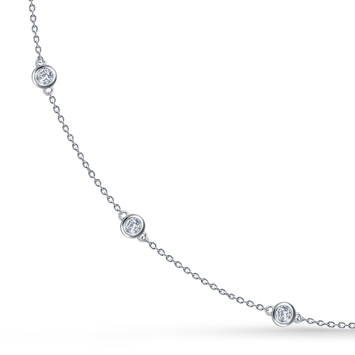 Diamond Station Necklace in Sterling Silver (1/4 cttw.) view 3