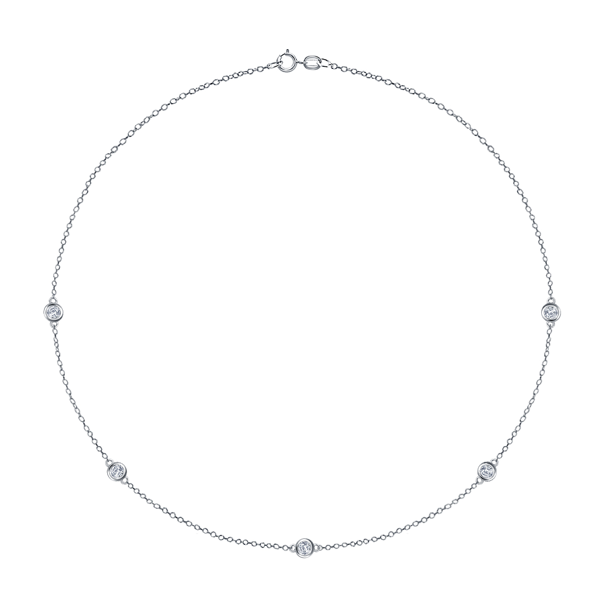 Diamond Station Necklace in Sterling Silver (1/4 cttw.) view 2
