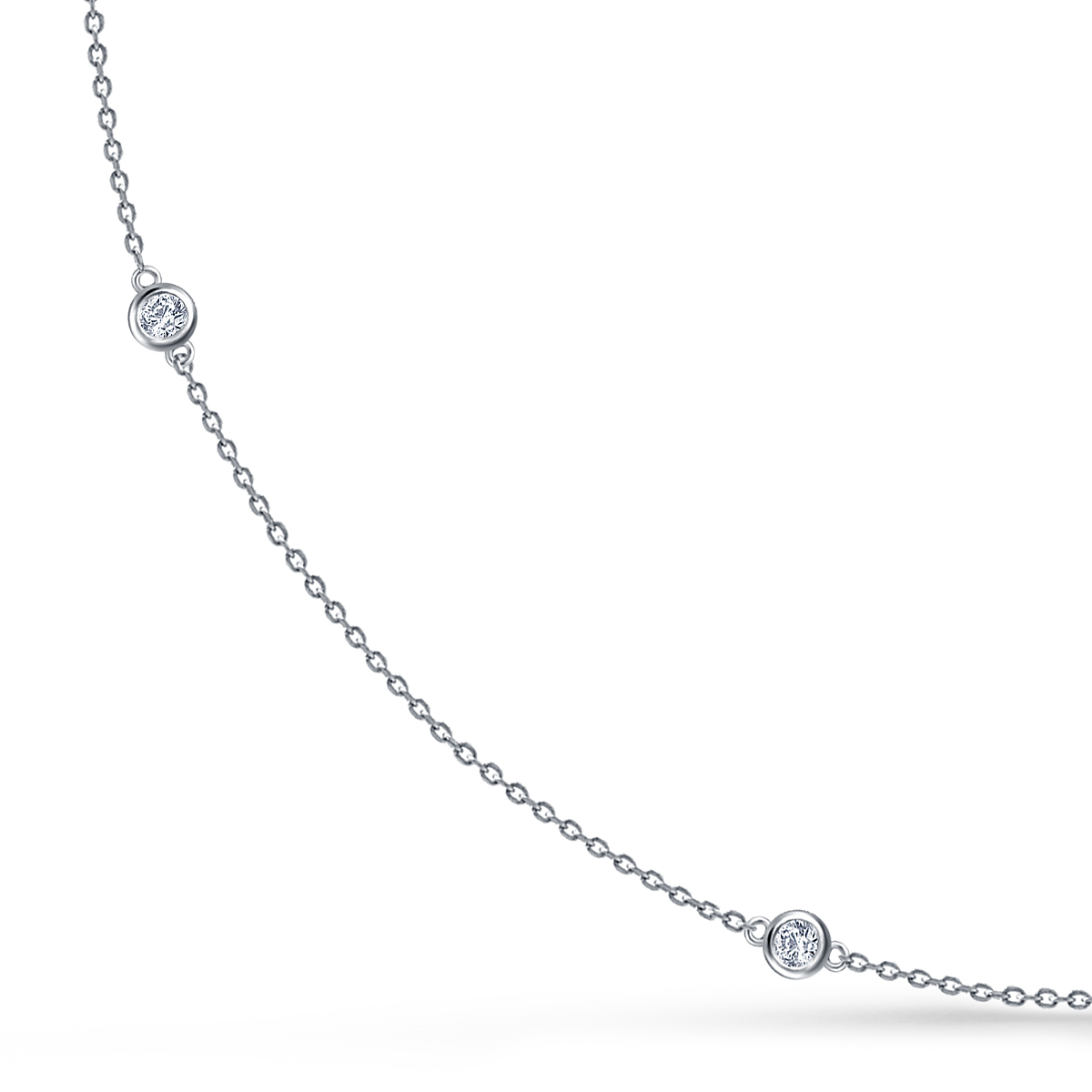 Bezel Set Diamond Long Station Necklace in Sterling Silver (1/4 cttw.) view 2