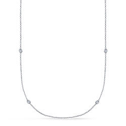 Bezel Set Diamond Long Station Necklace in Sterling Silver (1/4 cttw.)